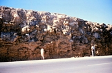 Radar conglomerate composed of mixed fragments of the Capitan Limestone margin exposed in the Guadalupe Mountains at the onset of a sealevel low and clastics. The carbonate basin margin slope of Permian Delaware Basin of West Texas was unstable and shed carbonate conglomerates and debris flows into the deeper proximal basin.