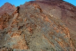 Looking north west at exposure of reef carbonates overlain by deepwater slope carbonates in vicinity of the Oed Ziz at the Tunnel de Legionaire, High-Atlas Mts, Jurrasic of Morroco.